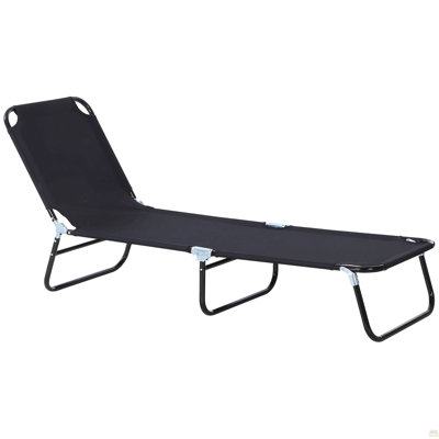 Folding Chaise Lounge Pool Chairs, Outdoor Sun Tanning Chairs, Reclining Back, Steel Frame & Breathable Mesh For Beach, Yard, Patio, Black