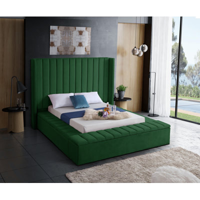 Lit plateforme tapissier avec rangement Rick