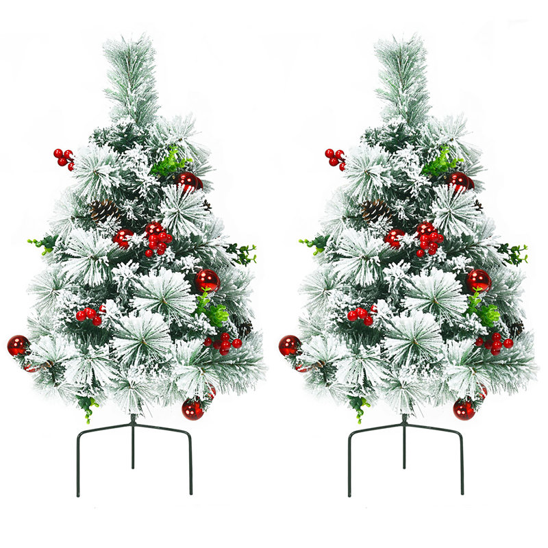Arbre de Noël artificiel enneigé 2,4 pi avec 30 lumières claires et colorées