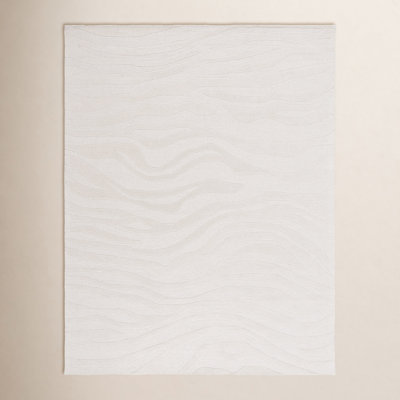 Burleson Abstract Hand Tufted Wool Area Rug in Ivory