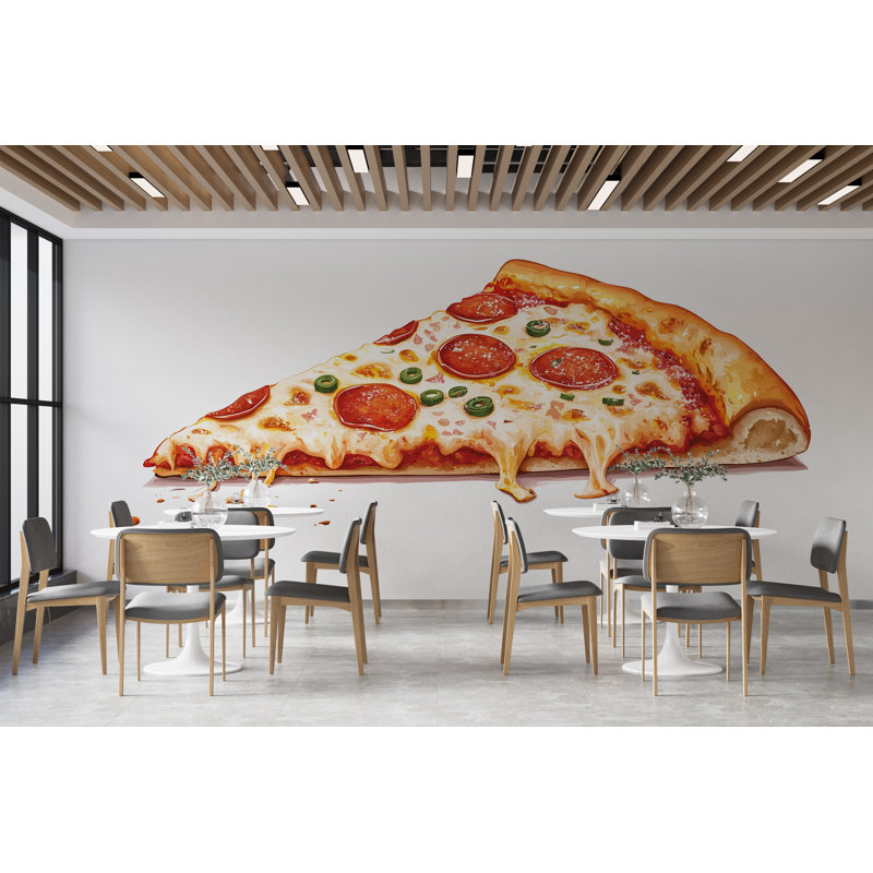 Pizza Slice Wall Mural Restaurant Cafe Decor 403Mv, 95" H x 50" W