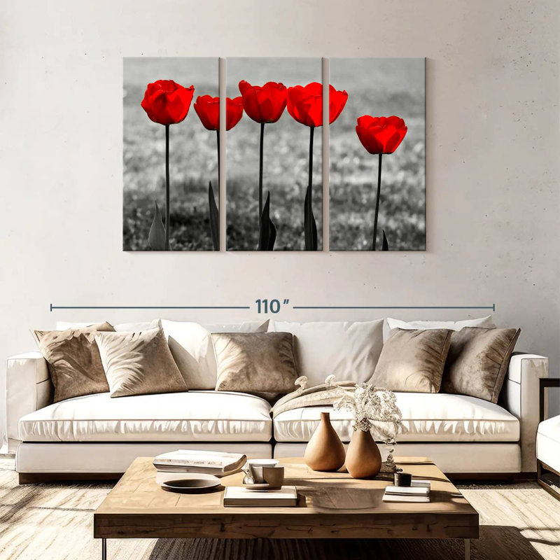 Harnek Five Red Tulips, 48" H x 74" W