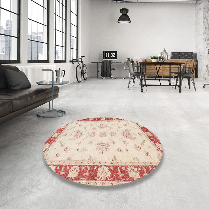 Tapis beige / rouge Frenchboro Frenchboro, Rond 4 pi