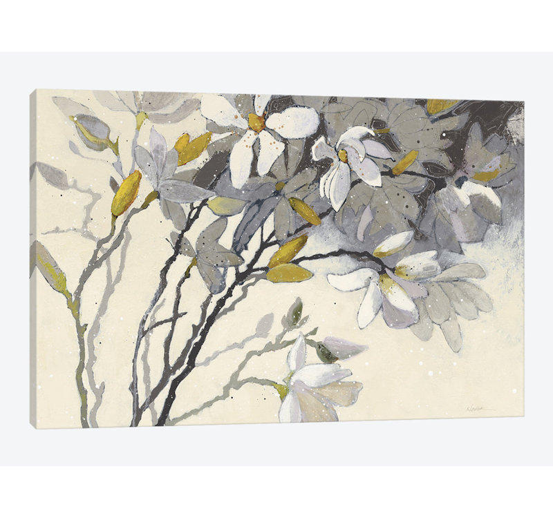 «Magnolias» par Shirley Novak - reproduction d'art sur toile tendue, H 8 po x l 12 po x P 0,75 po, Toile tendue