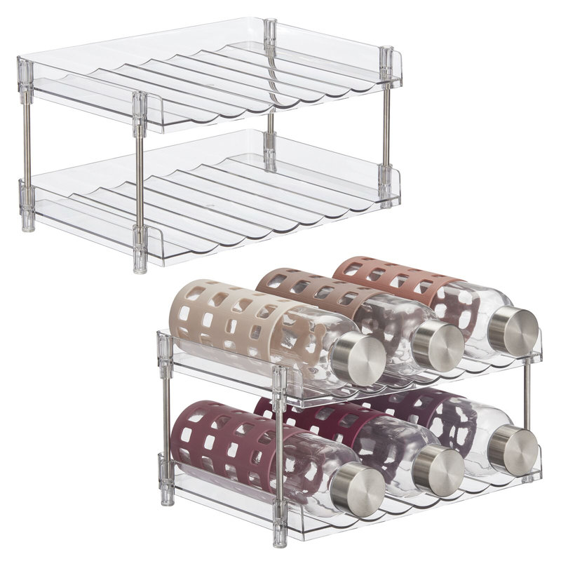 Porte-bouteilles d'eau autoportant à 2 niveaux mDesign, paquet de 2, transparent / poli