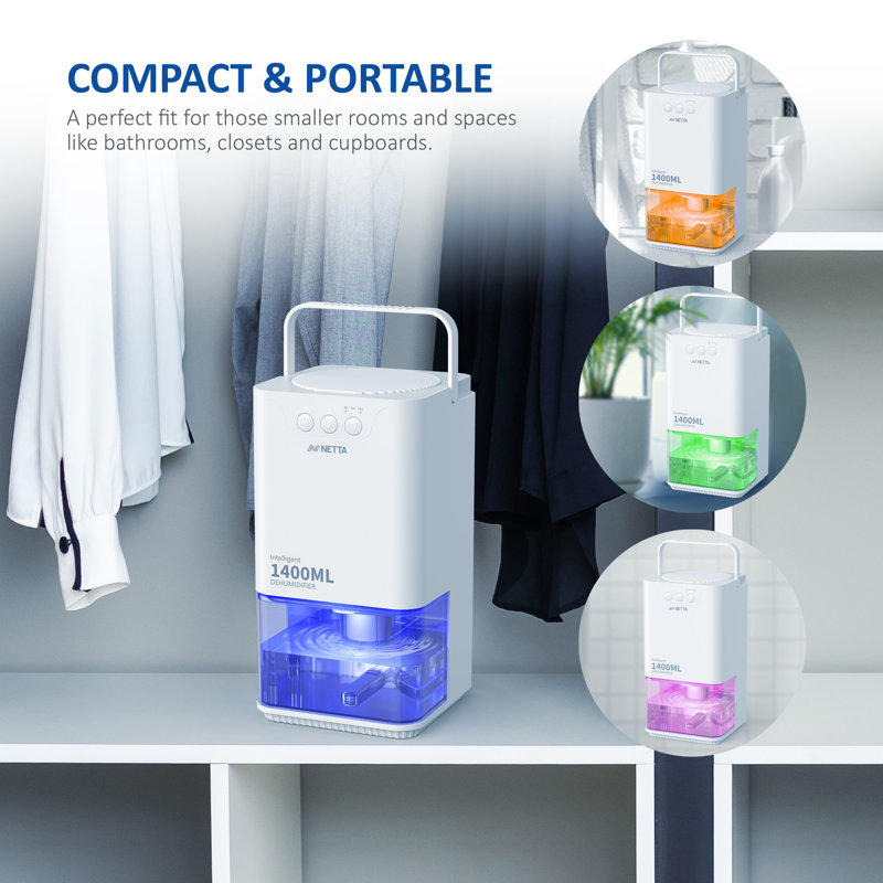 Netta 1400ml Mini Dehumidifier, White