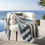 Double Stitch 100% Cotton Soft Knit Throw for Couch Geometric Pattern-108939587-108939589