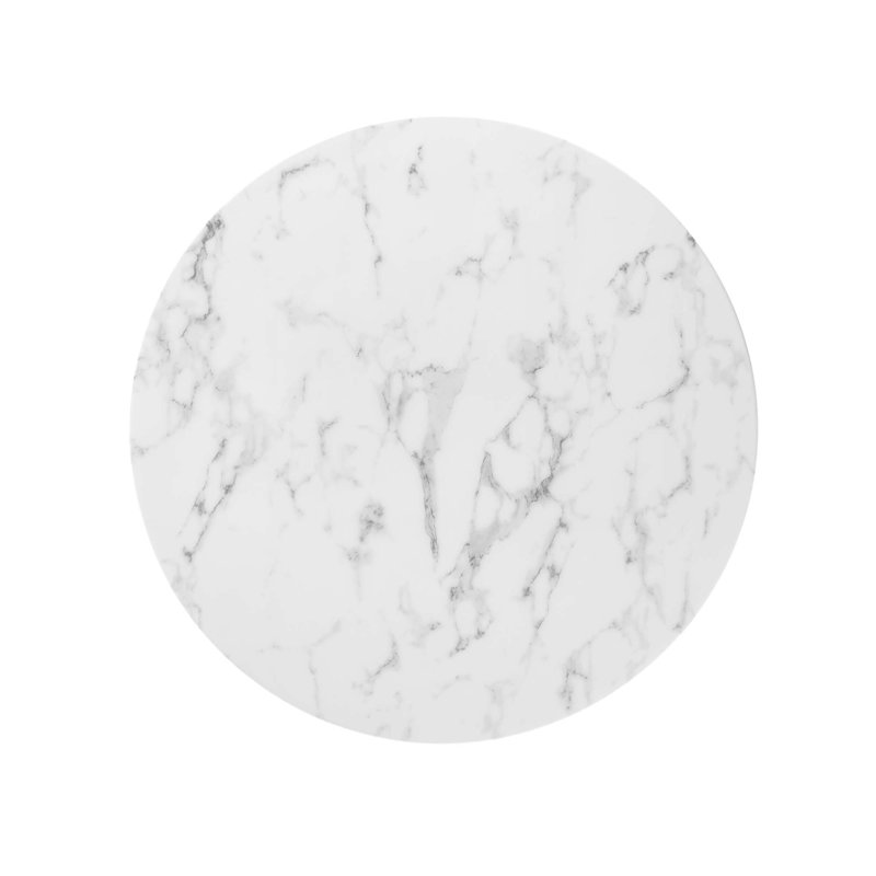 Lippa Round Artificial Marble Dining Table, White, 29.5'' H x 35.5'' L x 29.5'' H