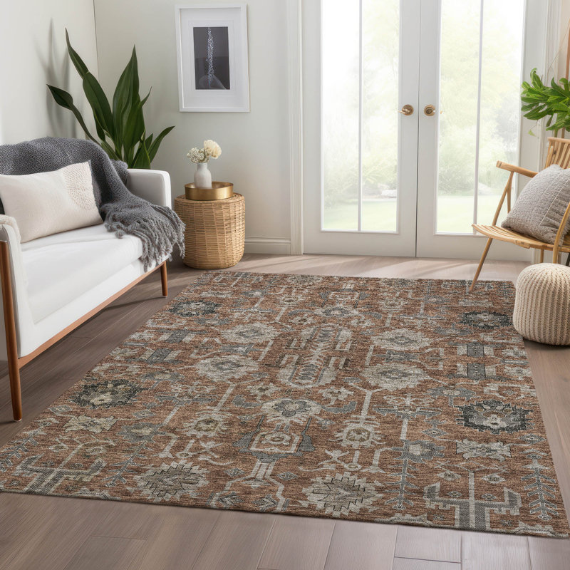 Myda Washable Oriental Indoor / Outdoor Rug, Rectangle 3' x 5'
