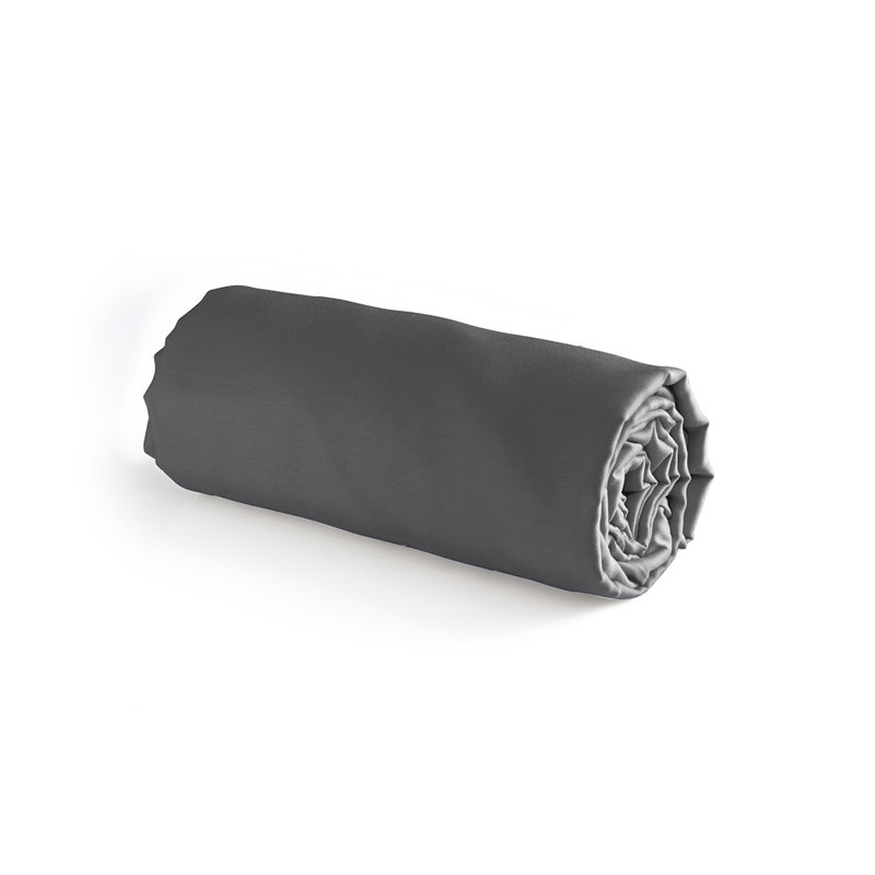CXL by Christian Lacroix Fitted Sheet Cotton Satin Uni Dark Grey - 160 X 200 X 25 Cm, Dark Grey