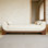 Banc rembourré en velours blanc