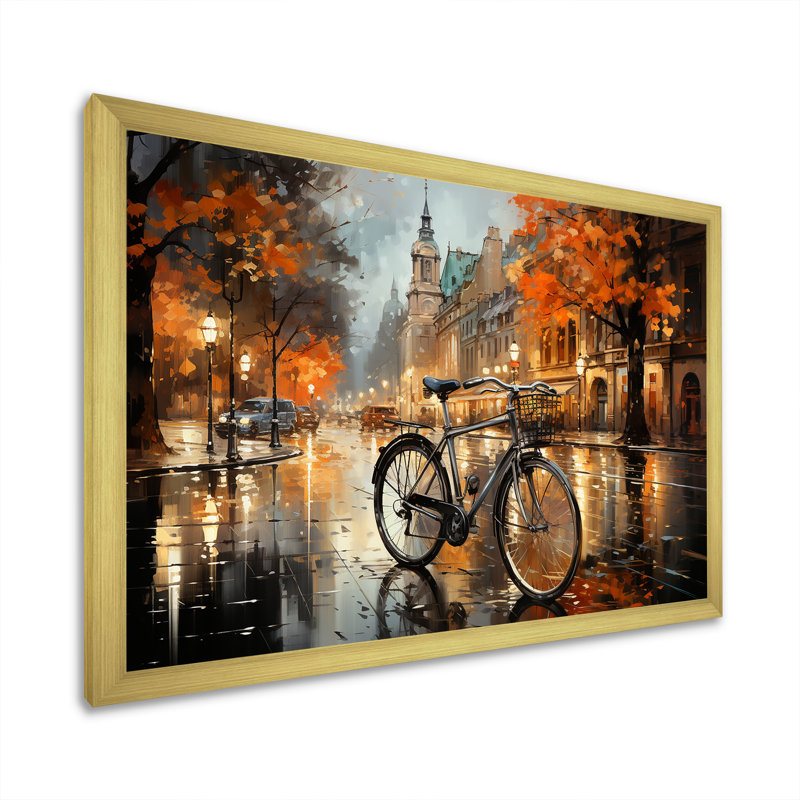 «Vélo Pearl Pursuit» sur toile, Cadre doré simple, H 16 po x l 32 po x P 1 po