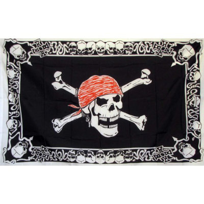 Skull and Cross Bones Skull Brdr Traditional Flag