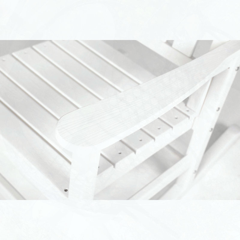 Oversized Outdoor Rocking Chair with Wood-Texture – All-Weather Resistant, White, White