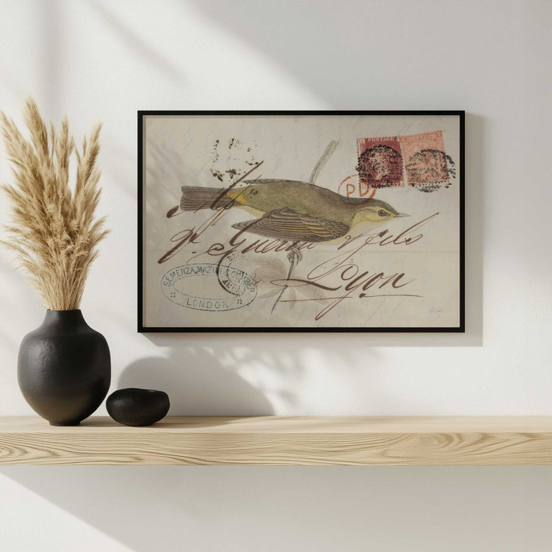 Reproduction d'art «Willow Warbler» par Deborah Revell, L 18 po x H 12 po, Doré, Impression encadrée