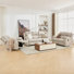3-Piece Faux Leather Manual Reclining Sofa, Overstuffed Armrest 1+2+3 Seater Recliner Sofa Set-Beige