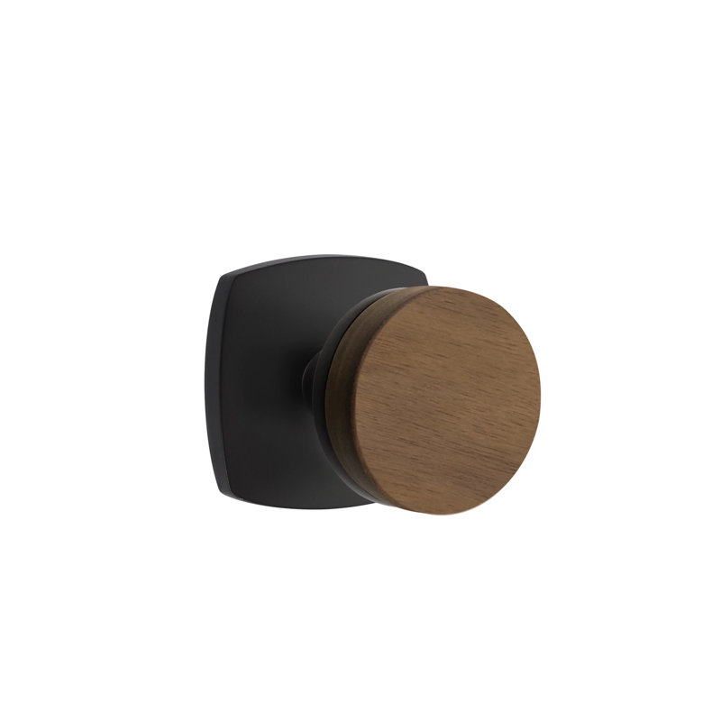 Emtek Select Privacy Knobset w/ Urban Modern Rosette & Conical Stem, Dark Walnut Knob (CF), Polished Nickel