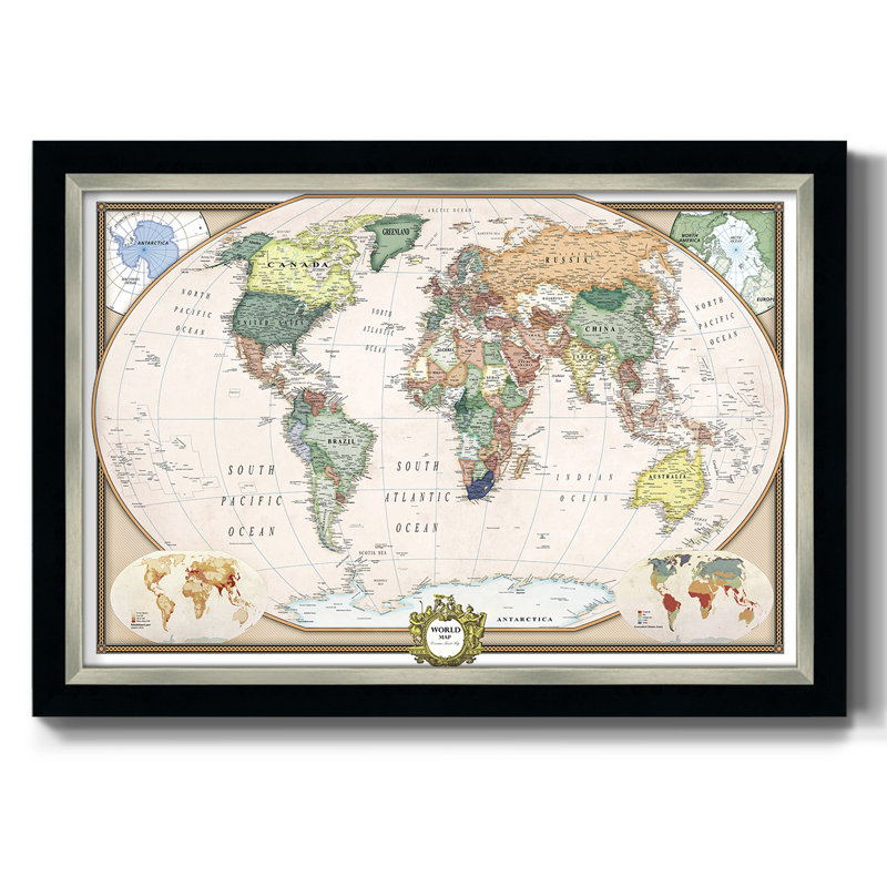 «Push Pin Map», reproduction d'art sur toile, H 24 po x l 36 po x P 1 po, Noir / argent