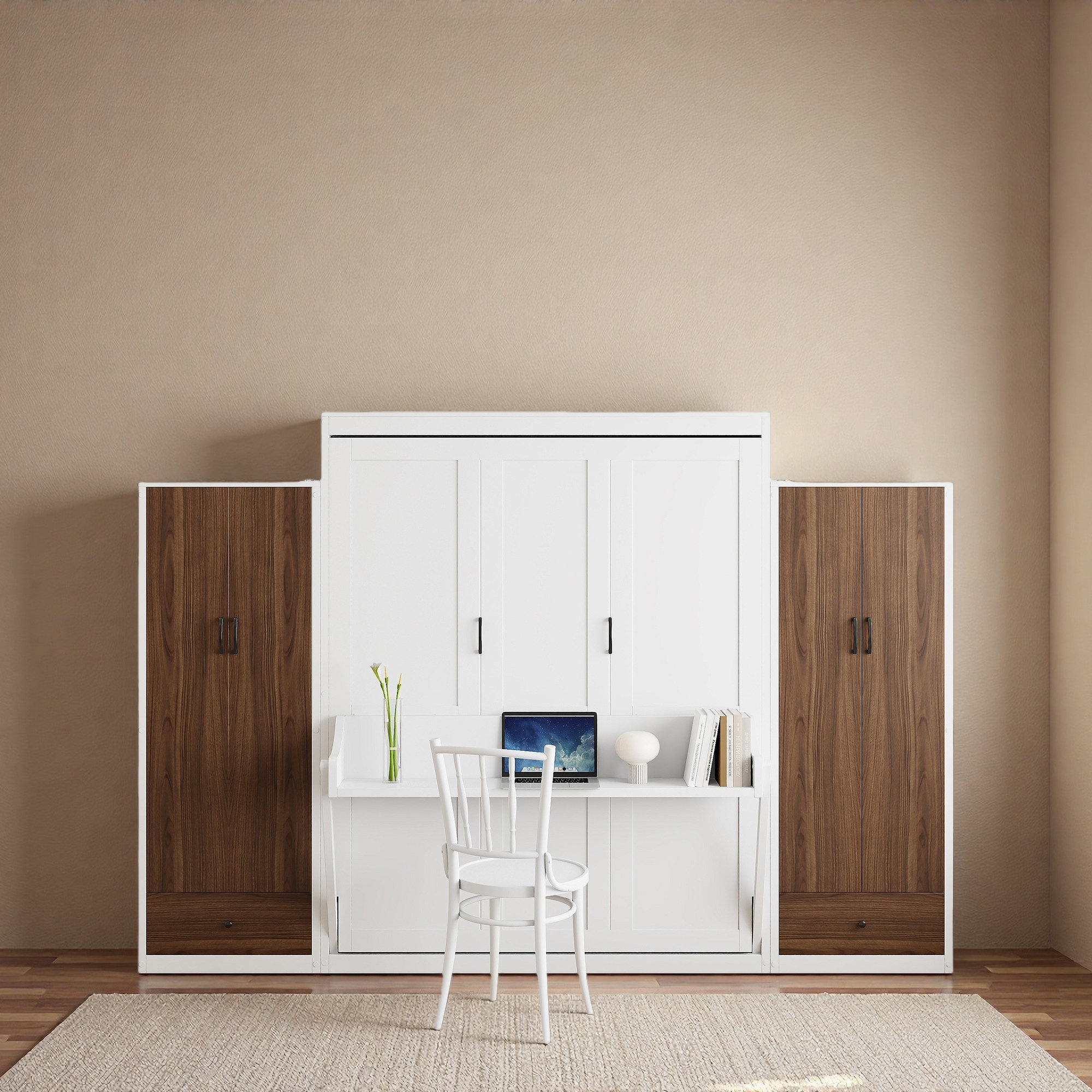Red Barrel Studio® Murphy Bed Wall Bed With Closet ,Drawers And Table ...
