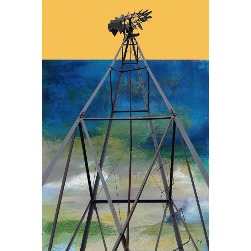Windmill Abstract 1 Piece Wrapped Canvas Painting, 30cm H x 20cm W