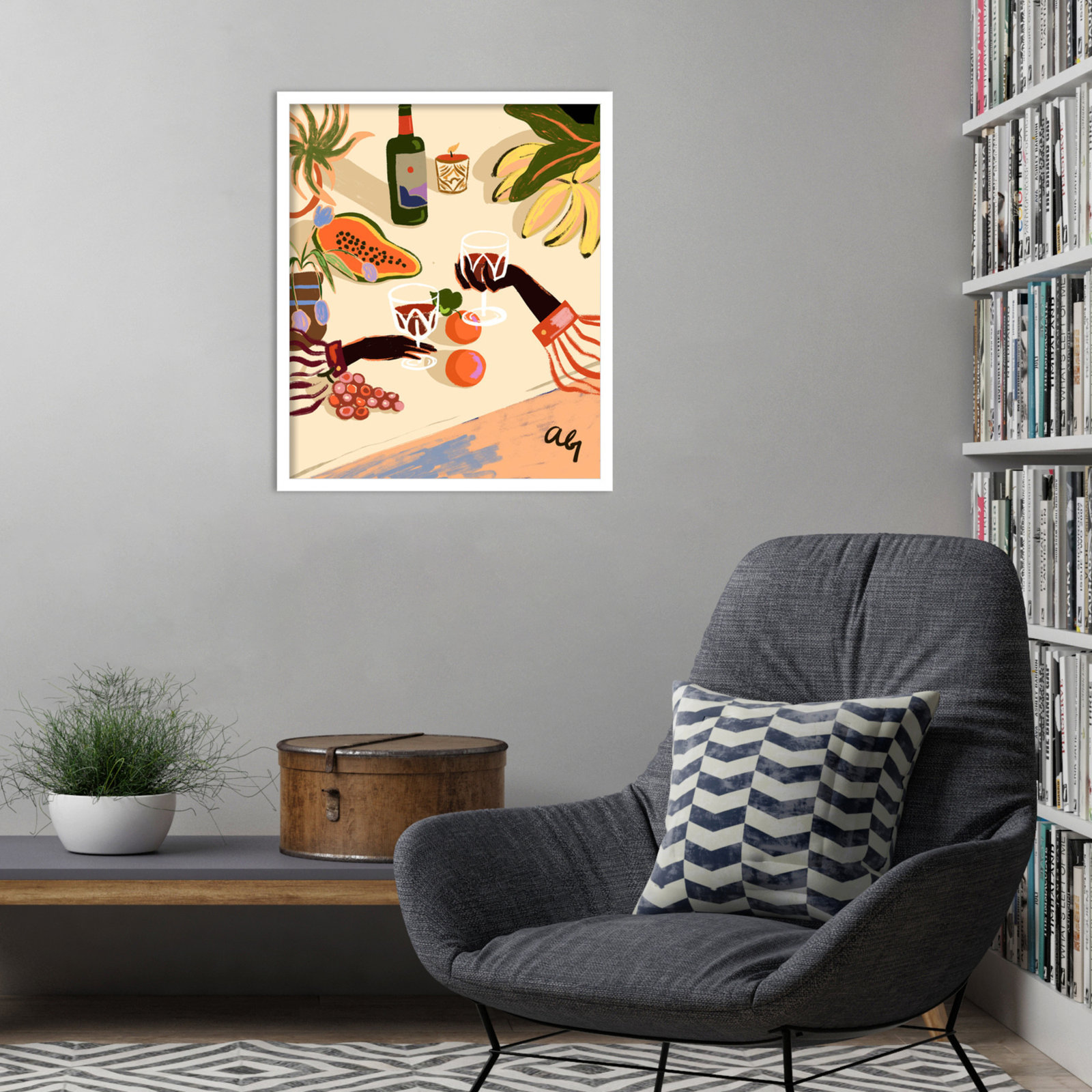 Pritchard "Cheers to You (Wine)" Print, White, 25" H x 21" W