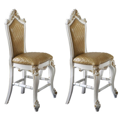 Chaises à hauteur de comptoir sans accoudoirs de couleur caramel et perle antique (ensemble-2)
