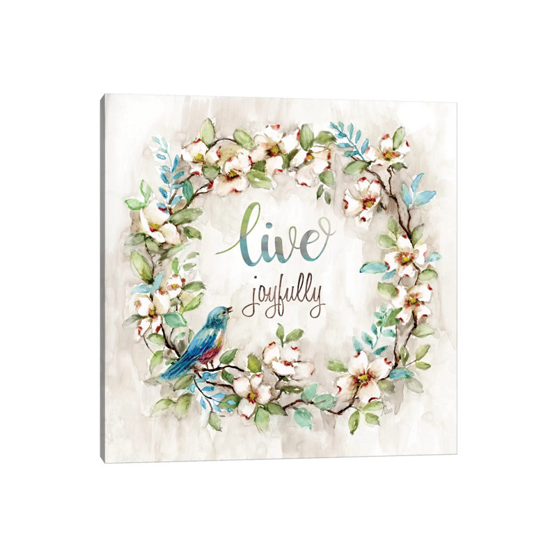 Live Joyfully by Nan - Wrapped Canvas Painting, 45.72cm H x 45.72cm W x 1.91cm D