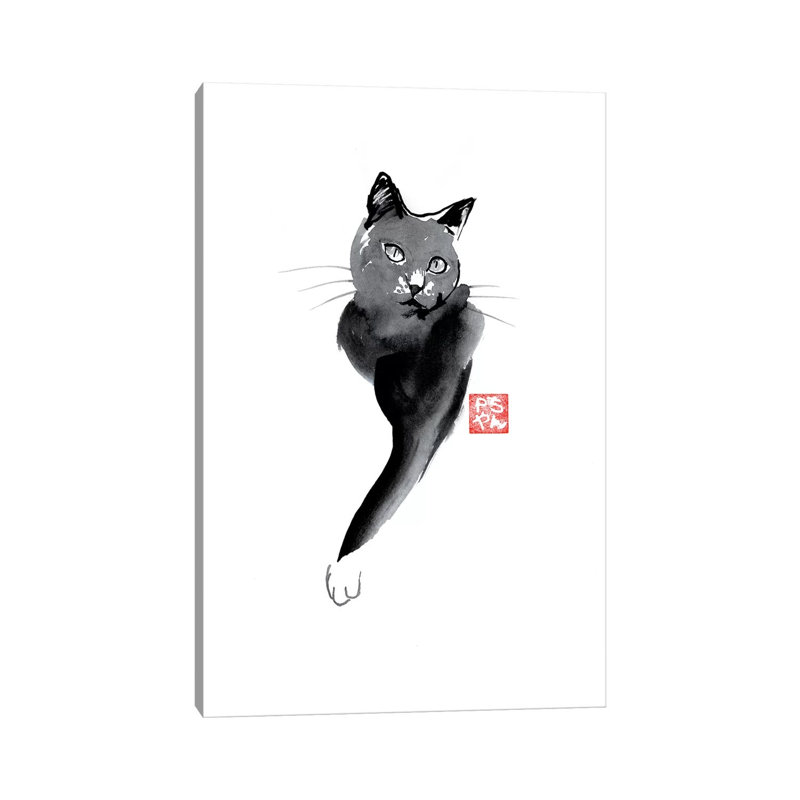 Cat Line by Péchane - Print on Canvas, 30.48 cm H x 45.72 cm W, Wrapped Canvas