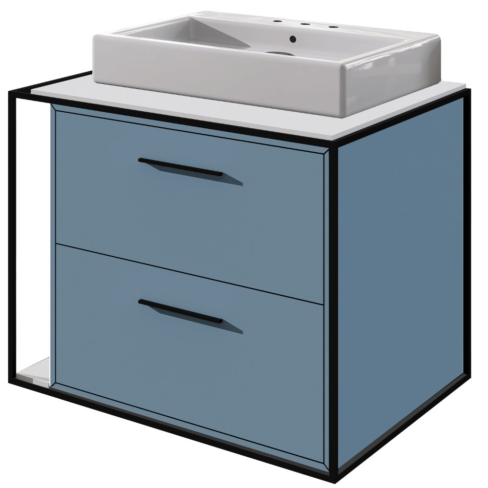 Linea 24'' Single Bathroom Vanity, Azure, Matte Black, 8" Widespread