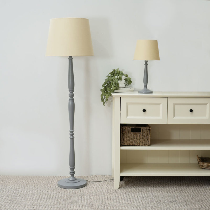 Arialdo 156cm Traditional Floor Lamp, Beige, Matte Grey