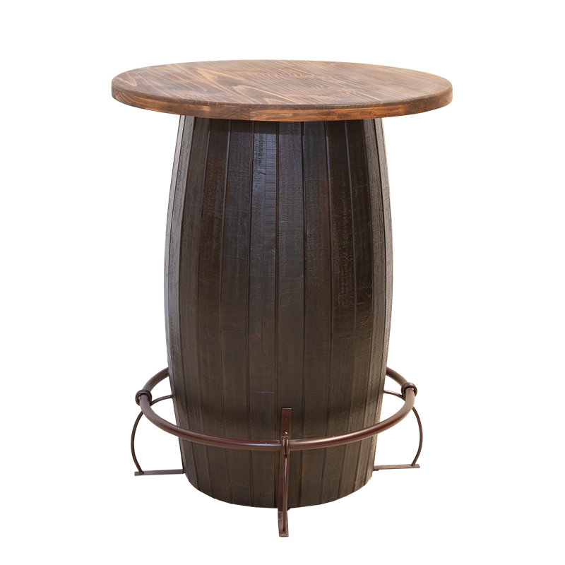Tequila Barrel Bar Table with Footrail