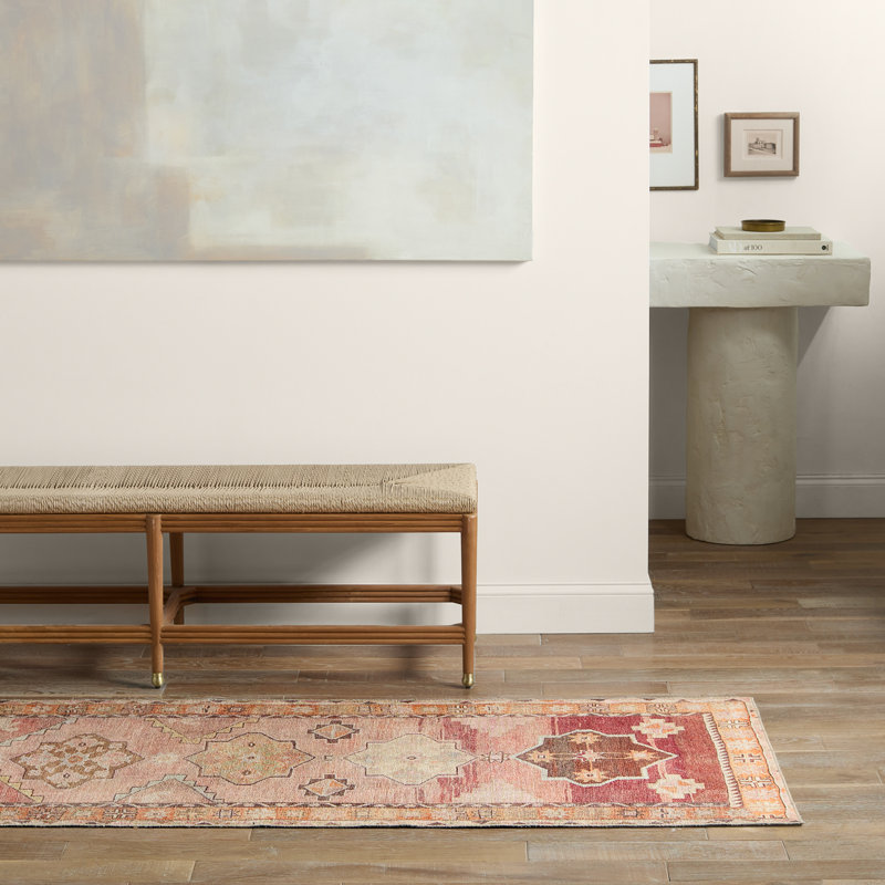 Debary Machine Washable Performance Orange/Pink/Brown Rug, Runner 3' x 12'