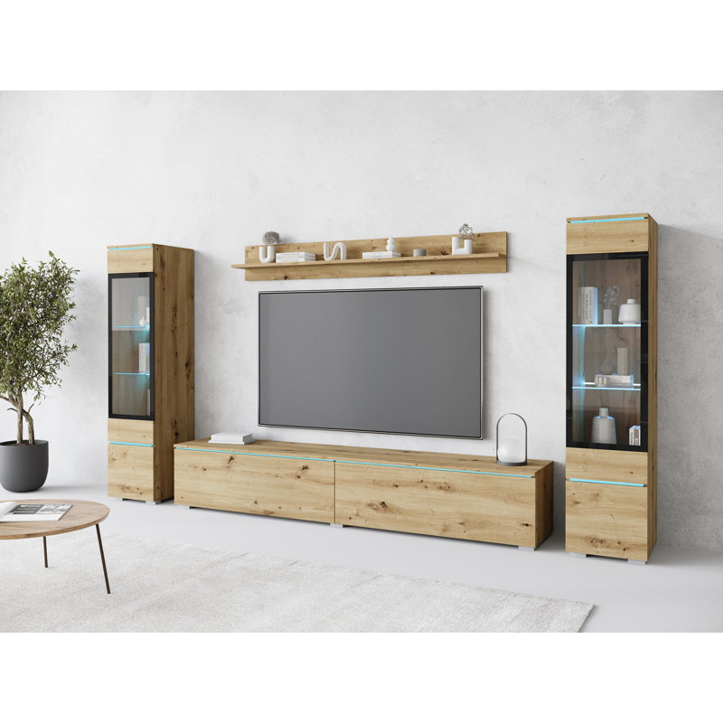 Veve II Unfinished Entertainment Centre for TVs up to 78", Oak Artisan