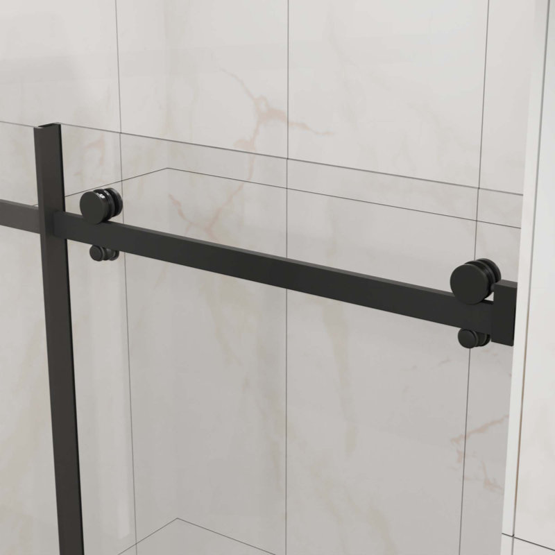 Porte de baignoire, porte de douche coulissante sans cadre, verre trempé transparent de 1/4 po (6 mm) d'épaisseur avec revêtement facile à nettoyer, quincaillerie en acier inoxydable