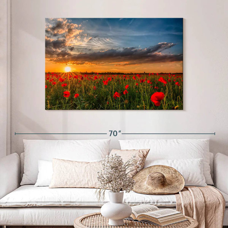 Champ de fleurs de coquelicots Alvord, H 32 po x l 48 po