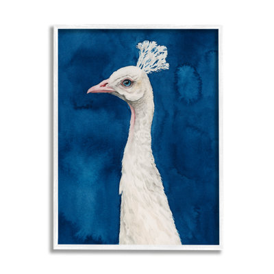 Superbe portrait de paon en plumes bleues royales par Grace Popp - Peinture