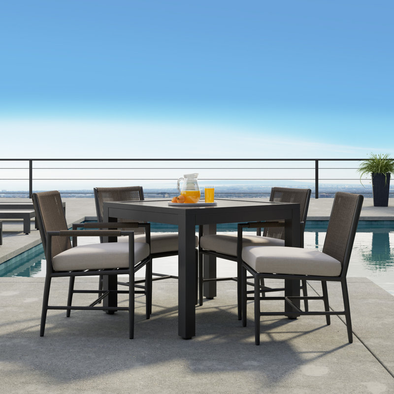 Chaise d'appoint de patio avec coussin Esme, Sunbrella® Echo Ash