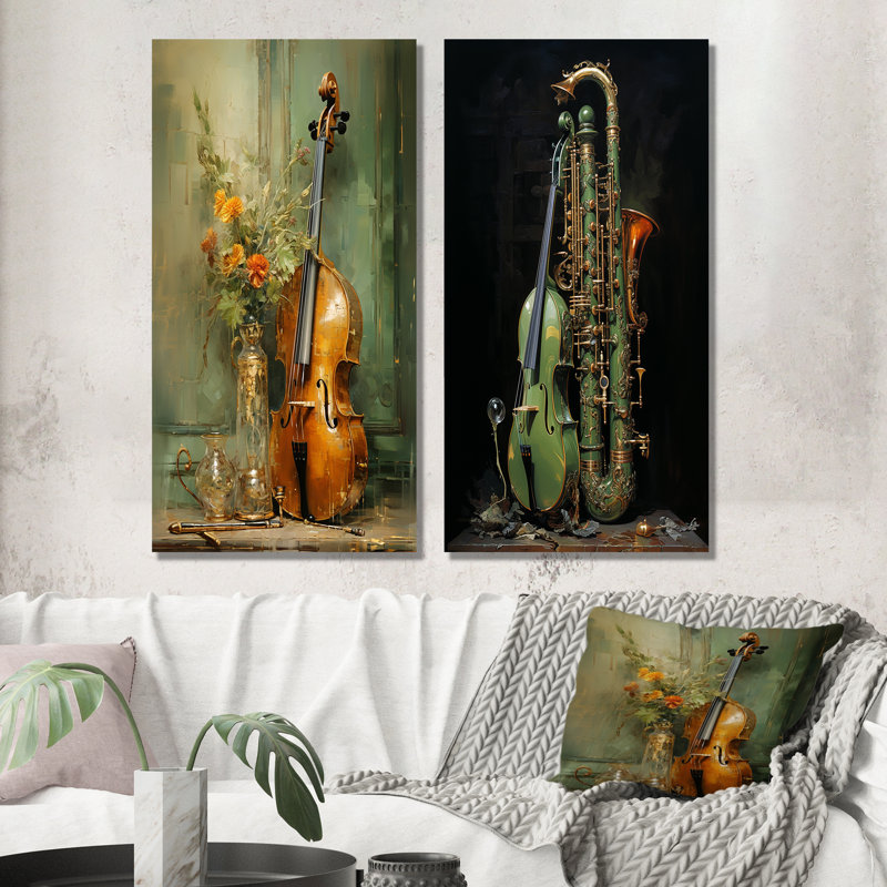 Basson beauté opulente olive - ensemble de 2 impressions sur toile, H 28 po x l 25 po, Toile tendue