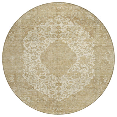 Tapis rond 8 po ivoire et beige