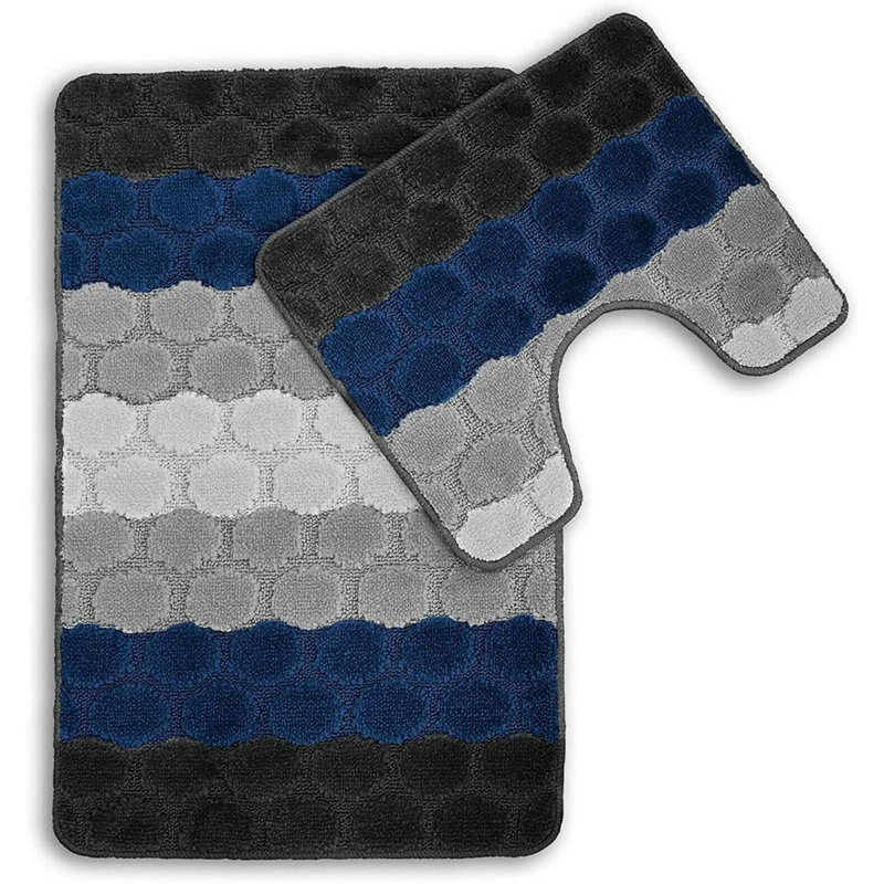 Polypropylene, Rubber Bath Mat, Black/Navy