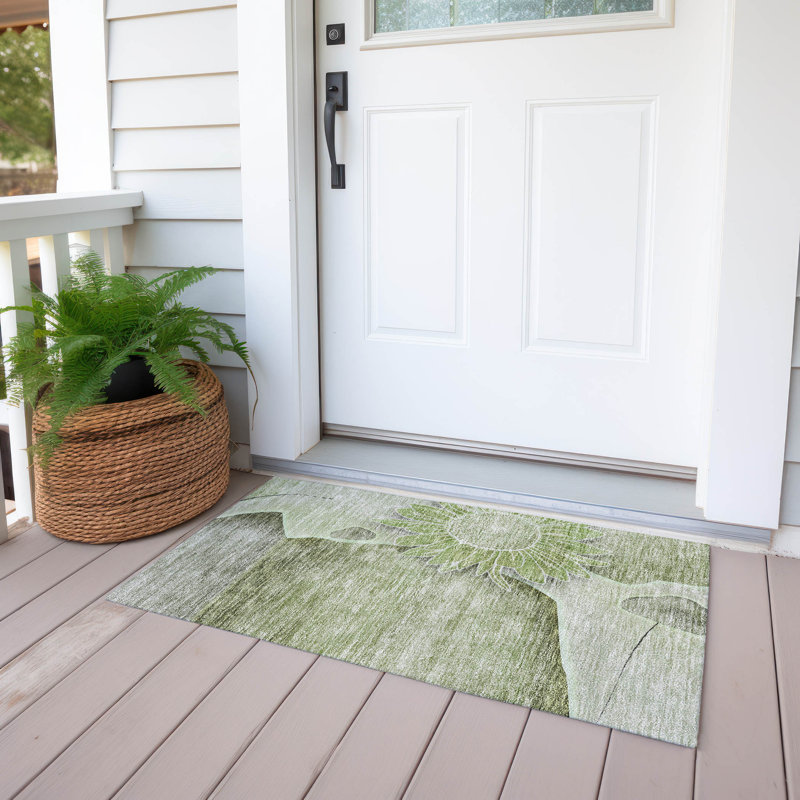 Tapis intérieur / extérieur Killingly avec envers antidérapant, Rectangle 1 pi 8 po x 2 pi 6 po