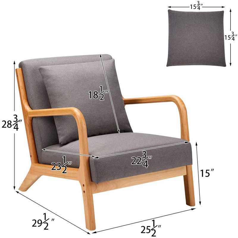 Upholstered Armchair, Grey Linen
