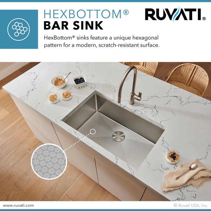 Ruvati Hex Bottom 30-inch Scratch Resistant Embossed Texture Kitchen Sink Stainless Steel
