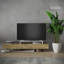 Meuble télé Dessein à deux tons pour téléviseur de 65 po ou moins - Console média minimaliste à profil bas avec rangement, finition bois blanc / brun-74423382