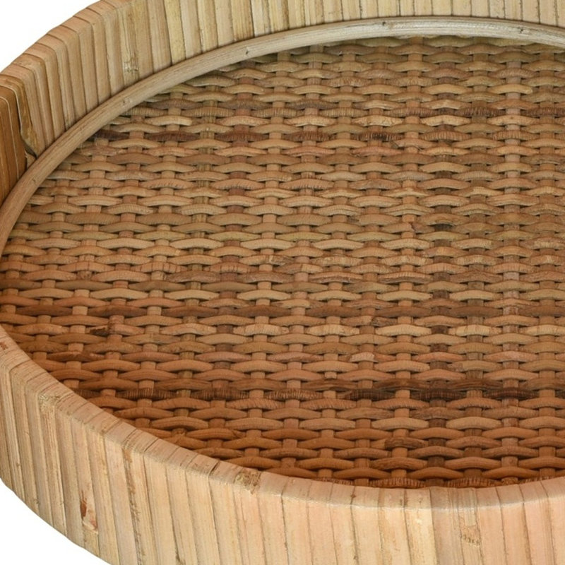 Plateau rond tressé en bambou, 9.50''