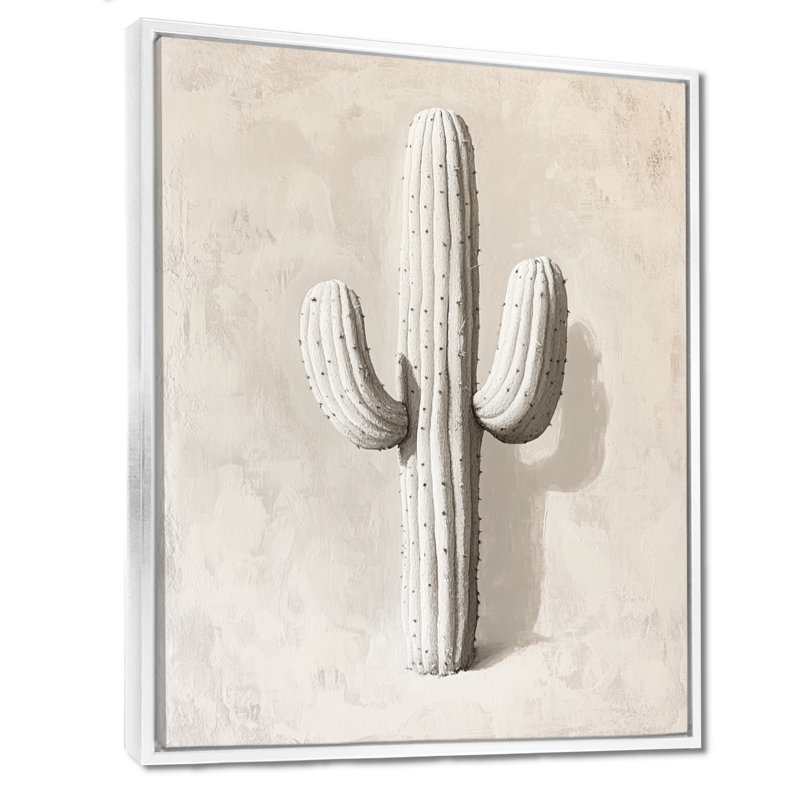 Saguaro ivoire - Tableau encadré Cactus, H 40 po x l 30 po, Cadre flottant blanc
