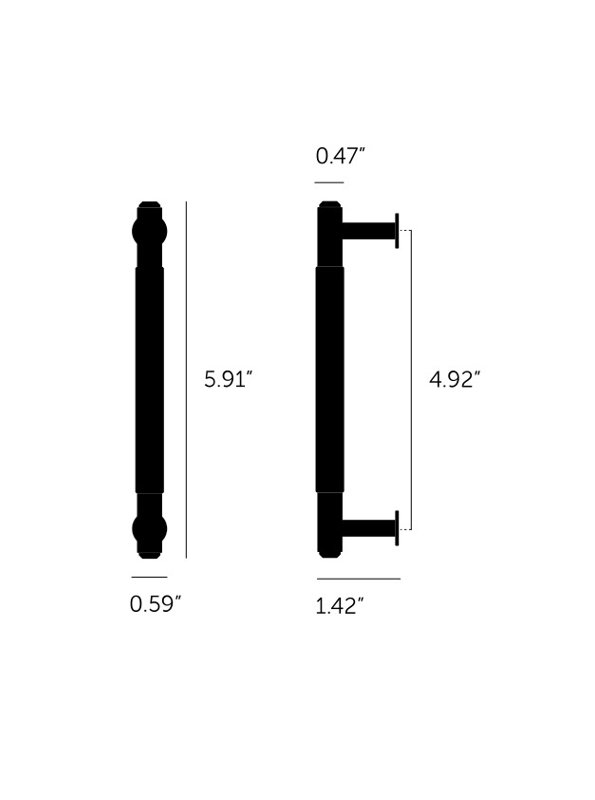 Stainless Steel 4.88 Center to Center Bar Pull, Black