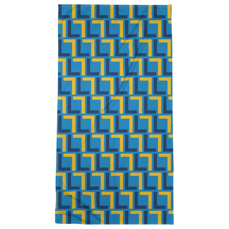 Serviette de bain, Bleu pastel / bleu marine / or
