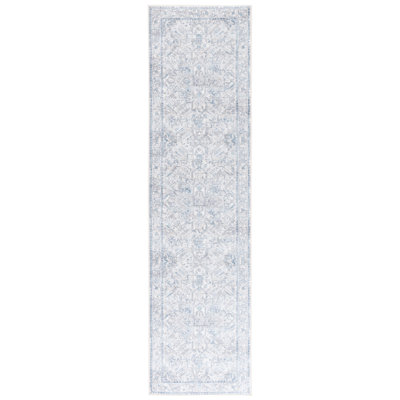 Xailey Orlando Felt/Velvet/Laminated Film Machine Washable Southwestern Rug in Ivory/Light Blue