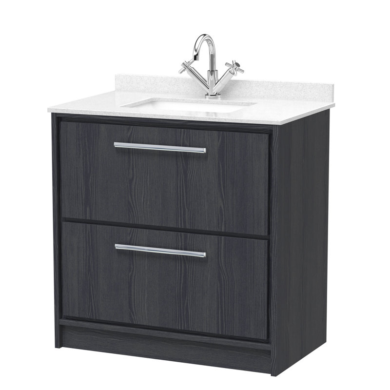 Tishay Bathroom Vanity, Graphite Grey Woodgrain, 82cm W